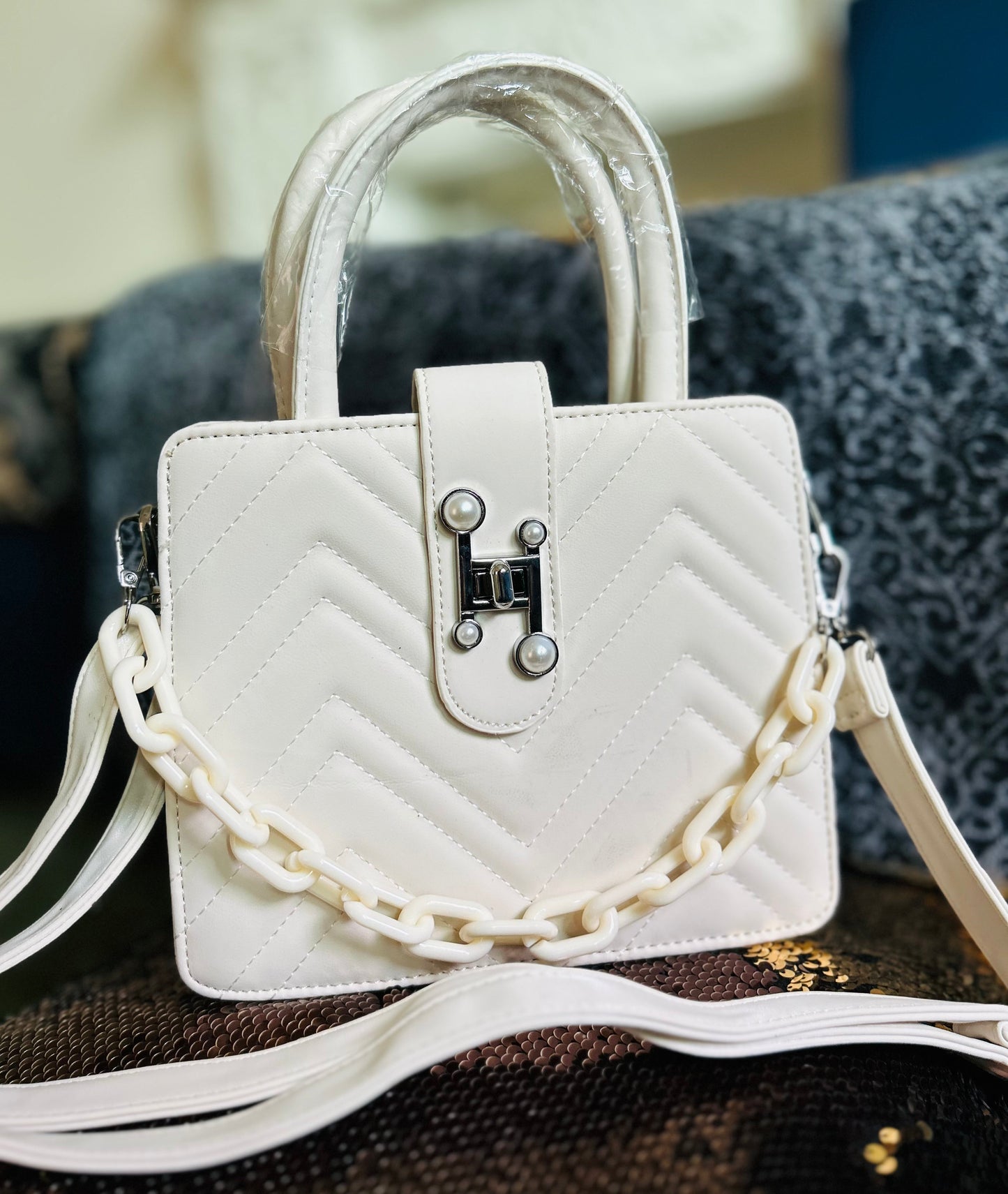 Elegant Quilted PU Leather Mini Handbag with Chain Strap – Stylish Shoulder Crossbody Bag for Women
