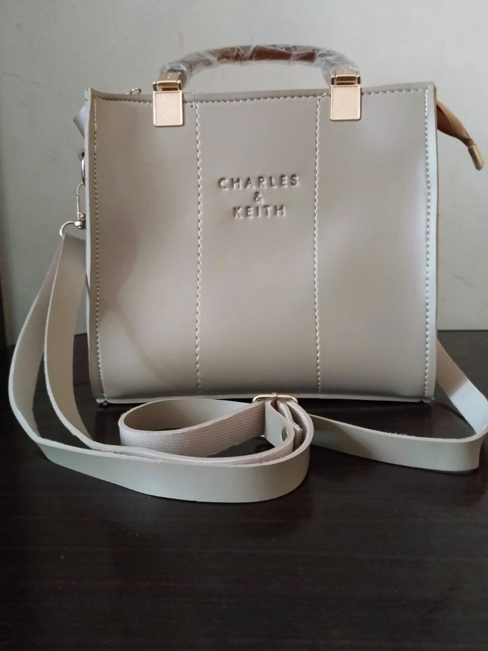 Charles & Keith Inspired Elegant Beige Handbag – Luxury Shoulder & Tote Bag