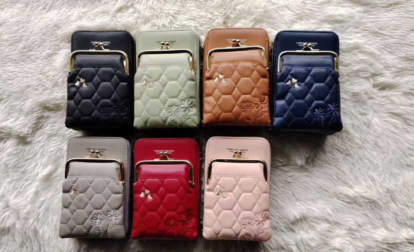 Elegant Women's Clutch – Compact Blue Crossbody Handbag with Gold Zipper & Stylish Design | Lace & Luxe
